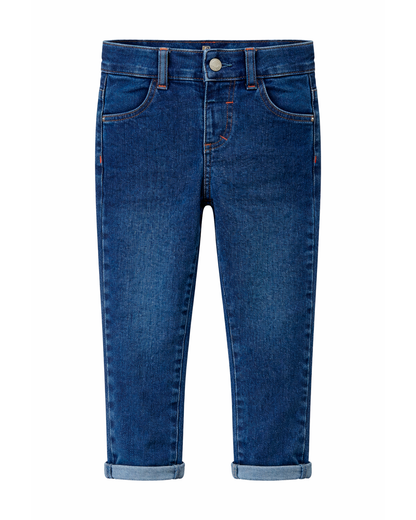 Jeans Azul Clásico con Dobladillo y Corte Ajustado