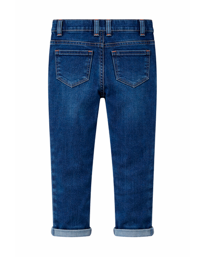 Jeans Azul Clásico con Dobladillo y Corte Ajustado
