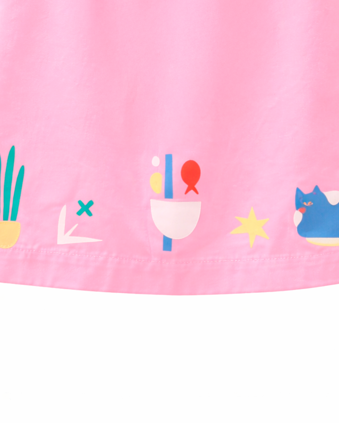 Vestido Infantil Rosa y Estampado Inferior