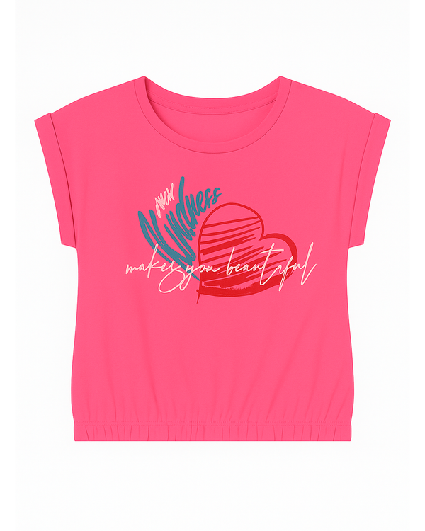 Blusa Infantil Fucsia con Estampado de Corazón