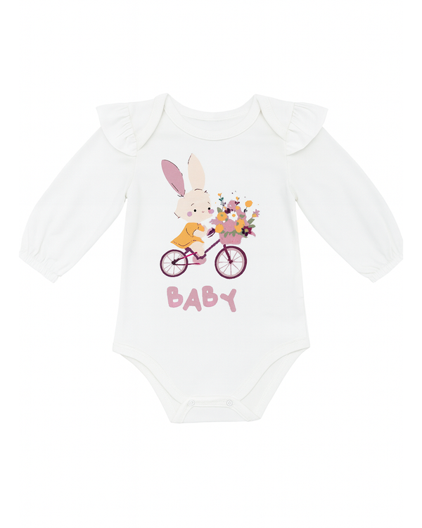Body blanco para bebé con estampado de conejo