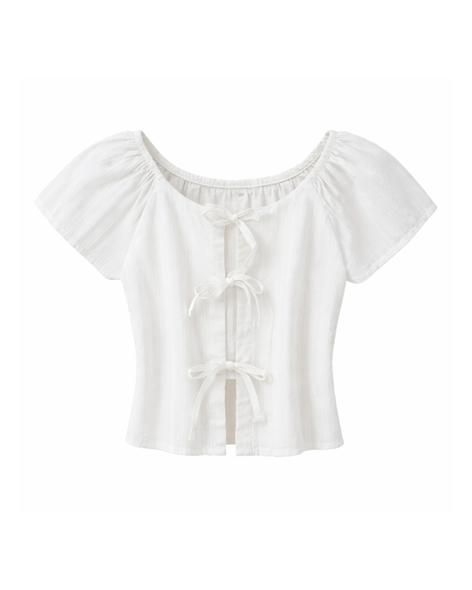 Blusa Infantil Texturizada con Lazos Frontales