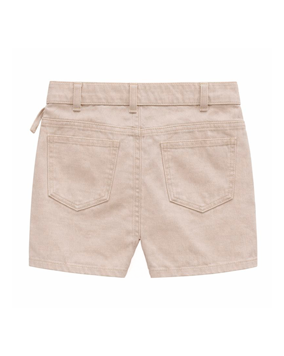 Falda Short Beige con Cinturilla y Bolsillos