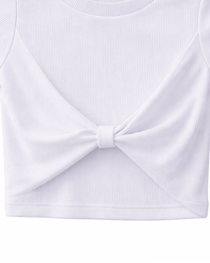 Blusa Infantil Blanca con Nudo Frontal