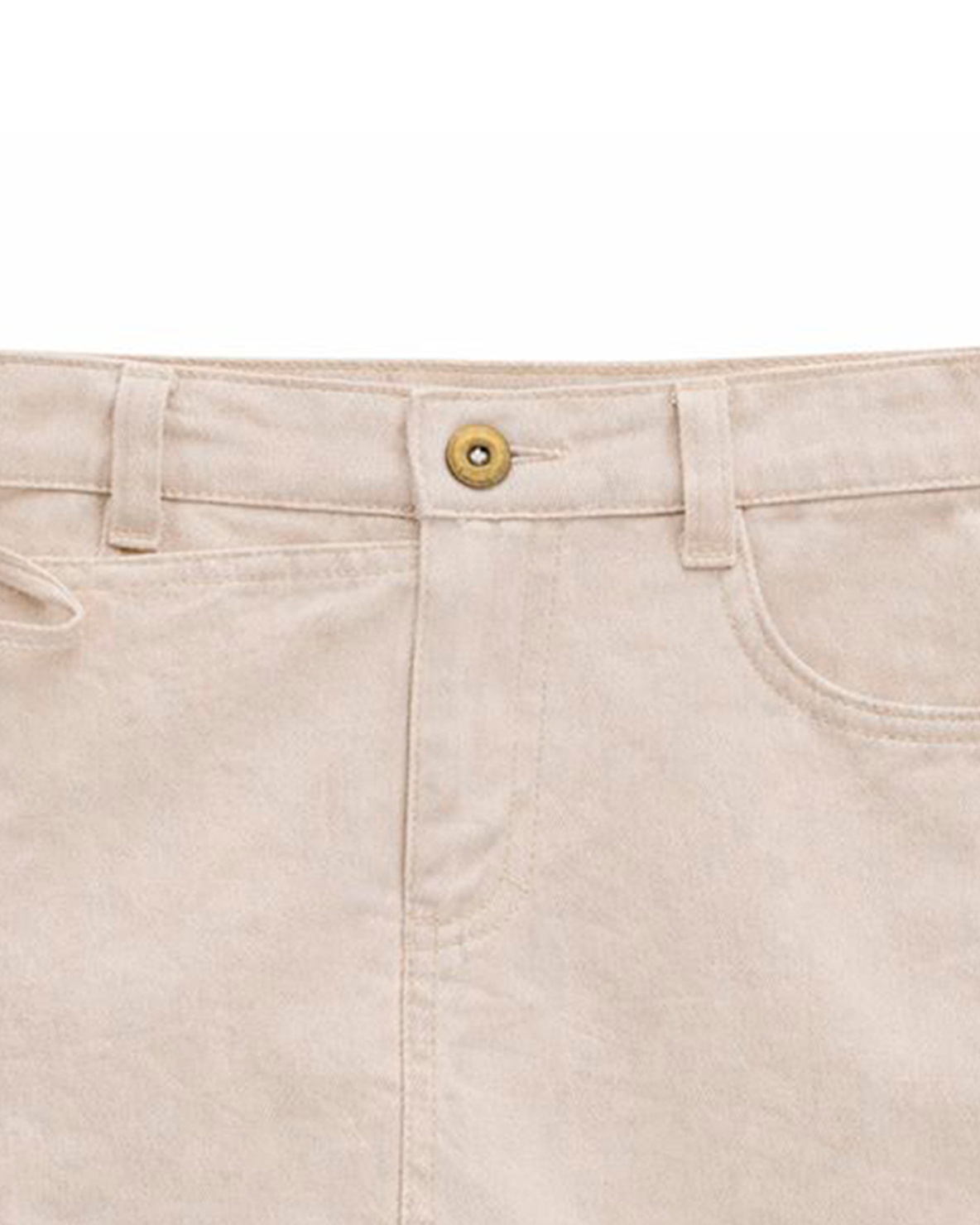 Falda Short Beige con Cinturilla y Bolsillos