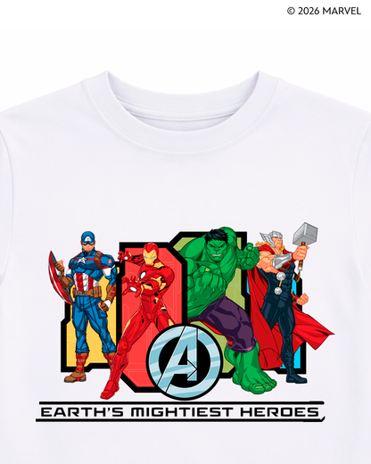 Camiseta niño Avengers “Earth’s Mightiest Heroes” blanca