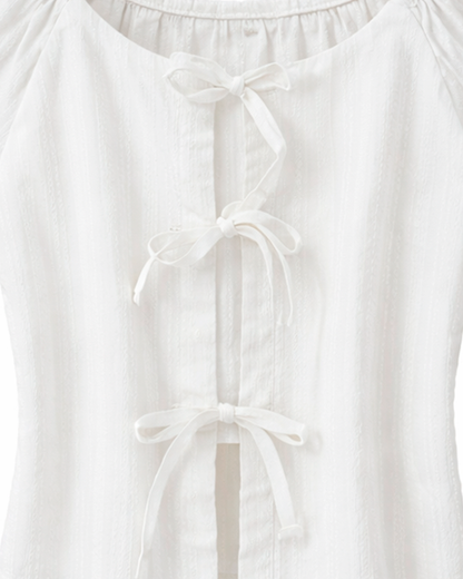 Blusa Infantil Texturizada con Lazos Frontales