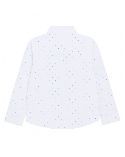 Camisa blanca con micro estampado azul y bordado TM
