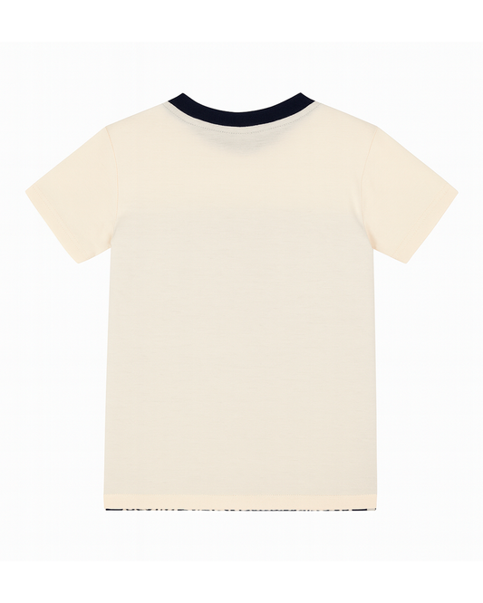 Camiseta Bicolor con Estampado “Wild Life Expedition”