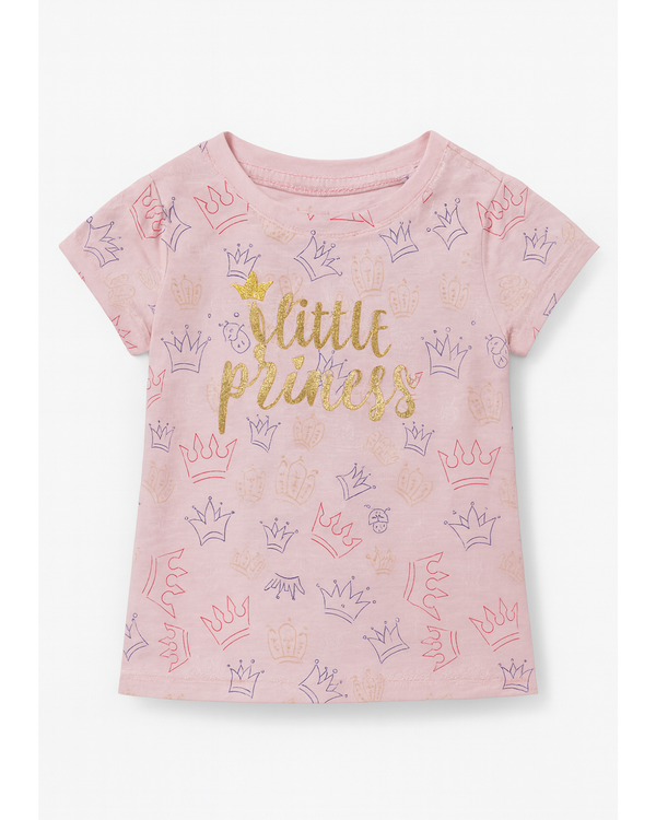 Camiseta rosa “Little Princess” con estampado de coronas