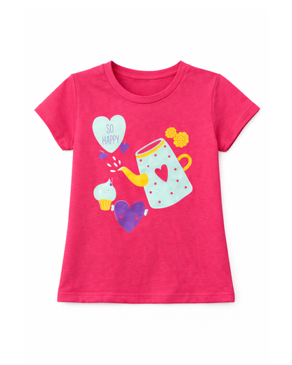 Blusa basica para niña Fucsia