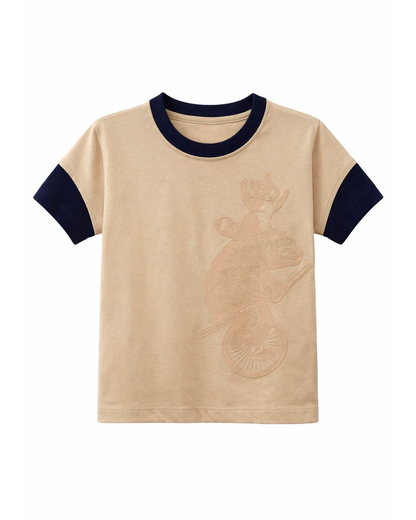 Camiseta Infantil Beige con Estampado en Relieve Circus