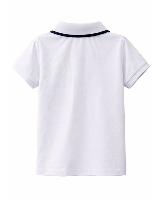 Camiseta Tipo Polo Blanca con Estampado Multicolor