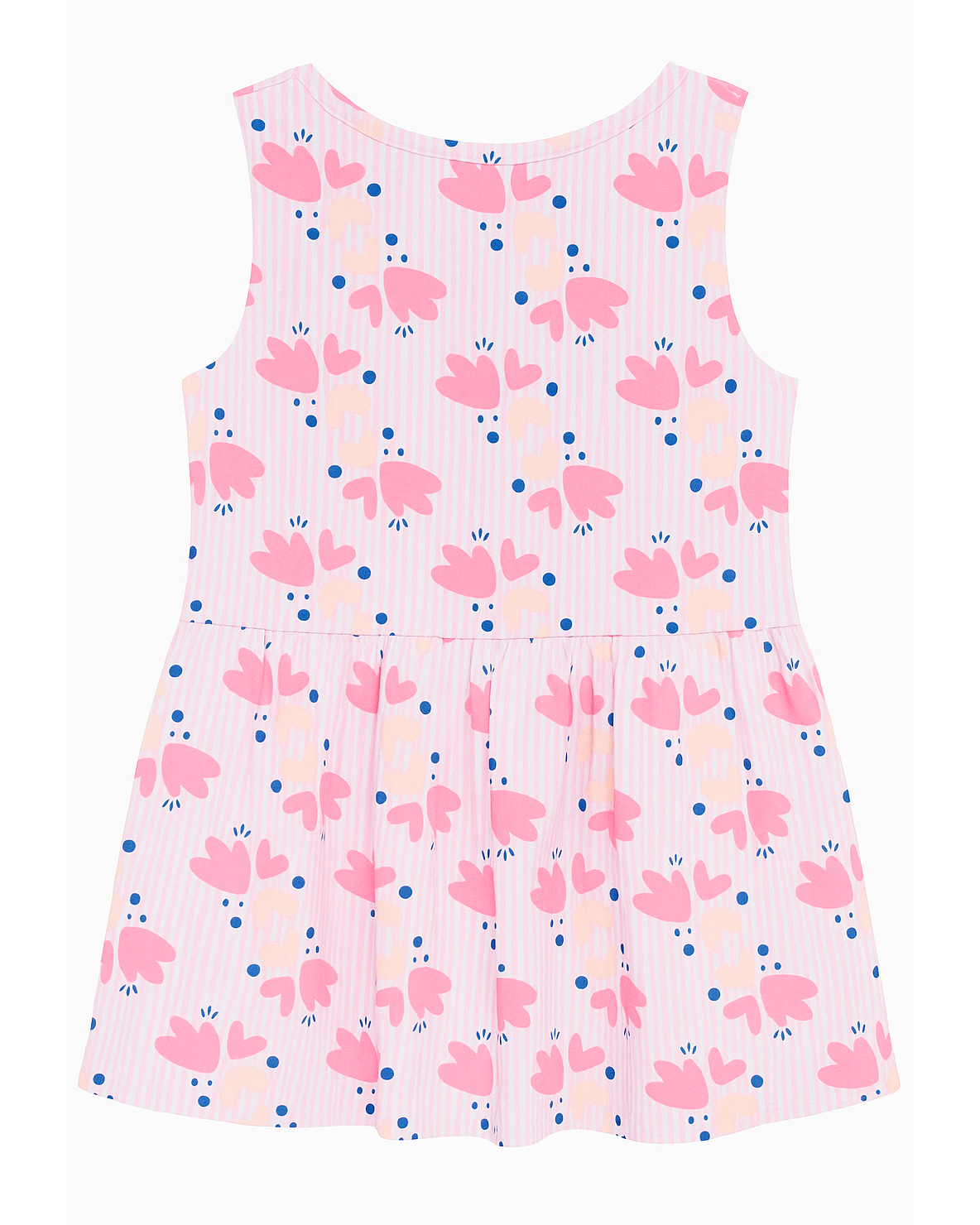Vestido Básico Infantil con Estampado Floral Rosado