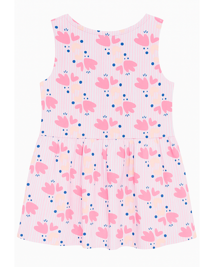 Vestido Básico Infantil con Estampado Floral Rosado