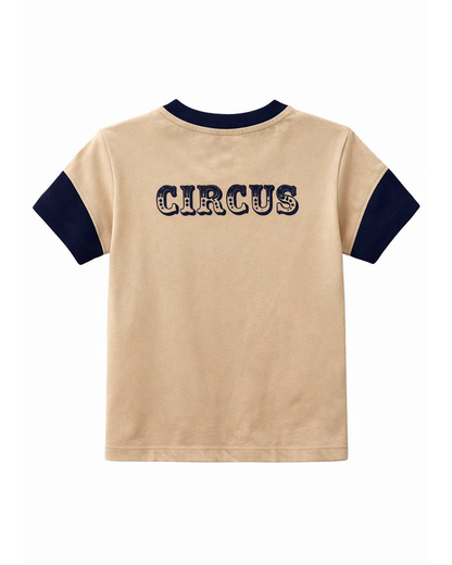 Camiseta Infantil Beige con Estampado en Relieve Circus