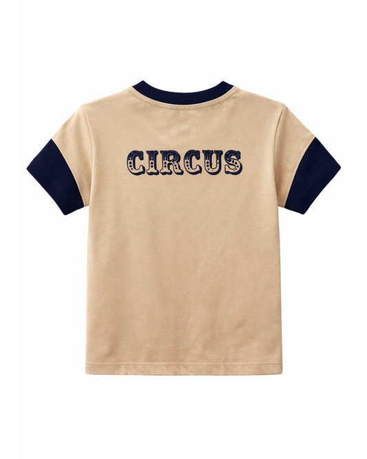 Camiseta Infantil Beige con Estampado en Relieve Circus