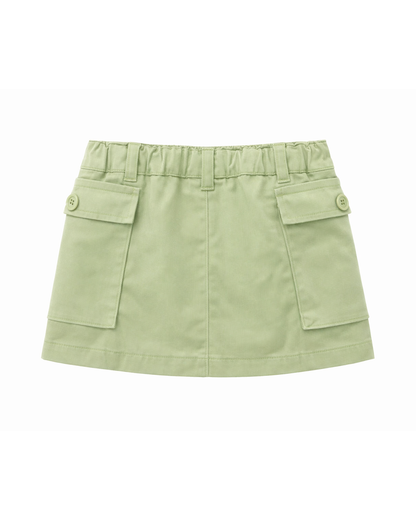 Falda Niña Bolsillos Tipo Cargo Verde