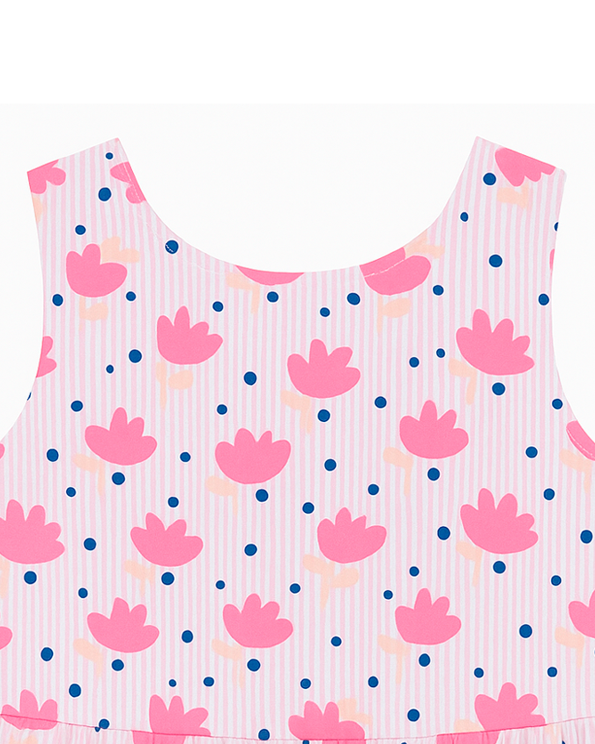 Vestido Básico Infantil con Estampado Floral Rosado