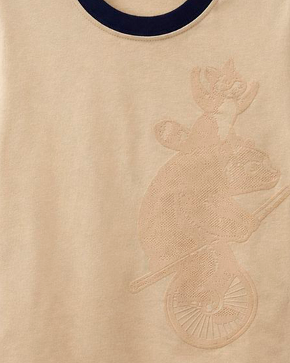 Camiseta Infantil Beige con Estampado en Relieve Circus