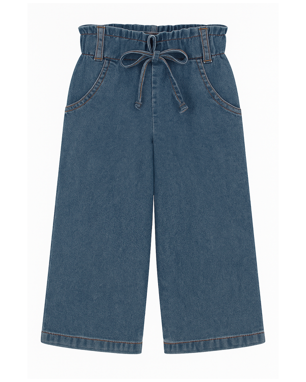 Pantalón Culotte Infantil Denim con Cordón
