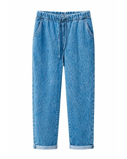 Pantalón Jogger Denim Azul Claro con Cintura Elástica