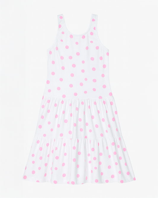 Vestido Blanco con Lunares Rosas