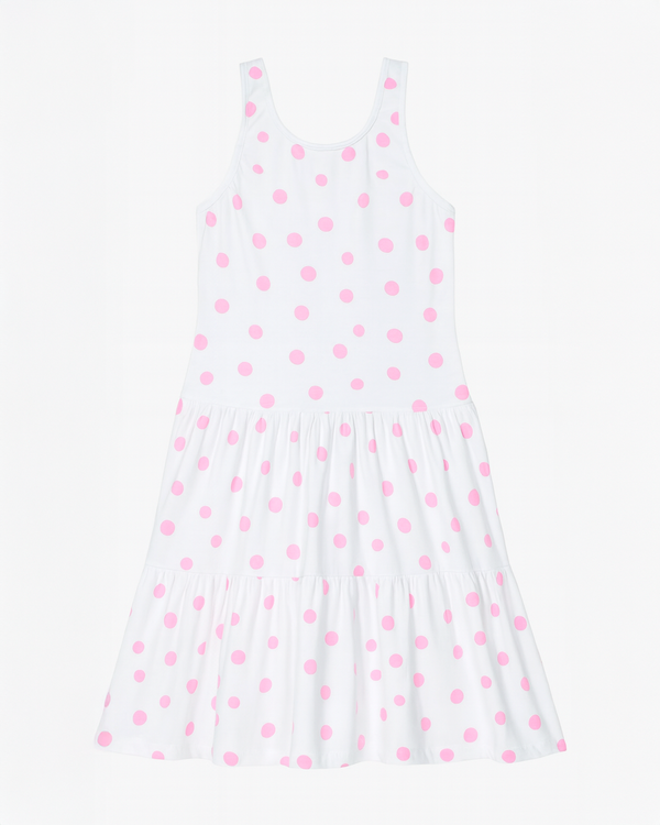 Vestido Blanco con Lunares Rosas