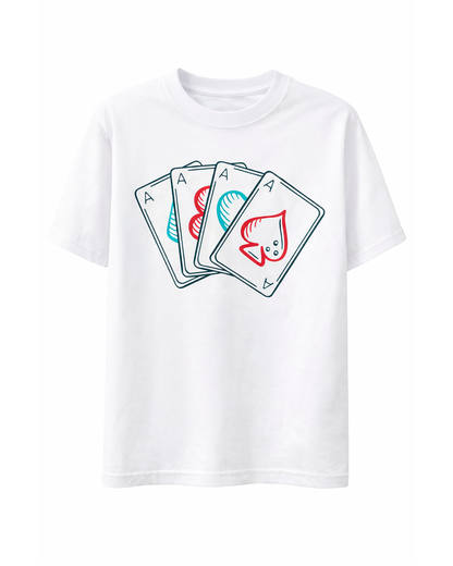 Camiseta Infantil Blanca con Estampado de Cartas