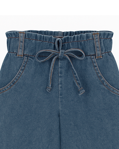 Pantalón Culotte Infantil Denim con Cordón