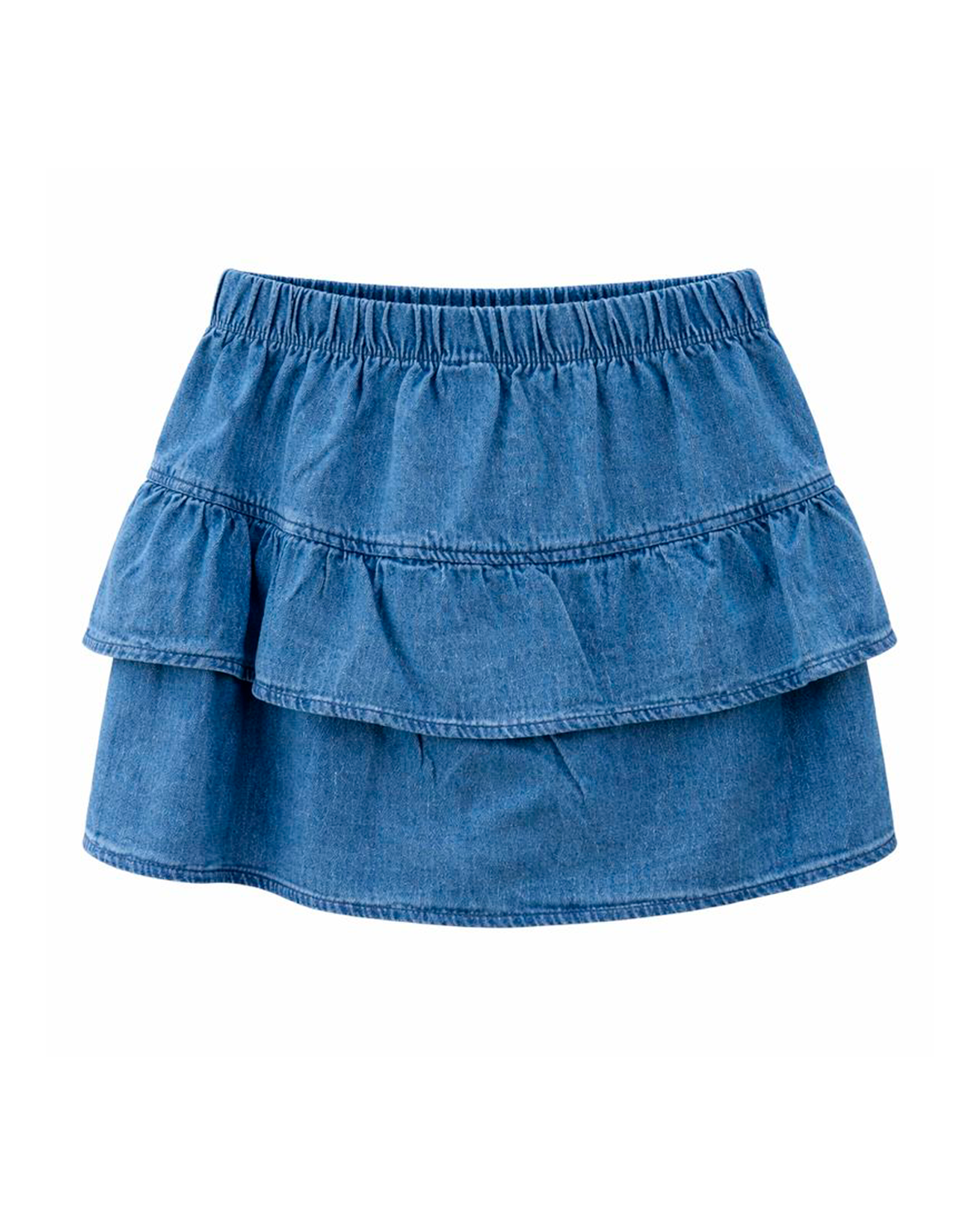 Falda Denim Azul con Volantes en Capas