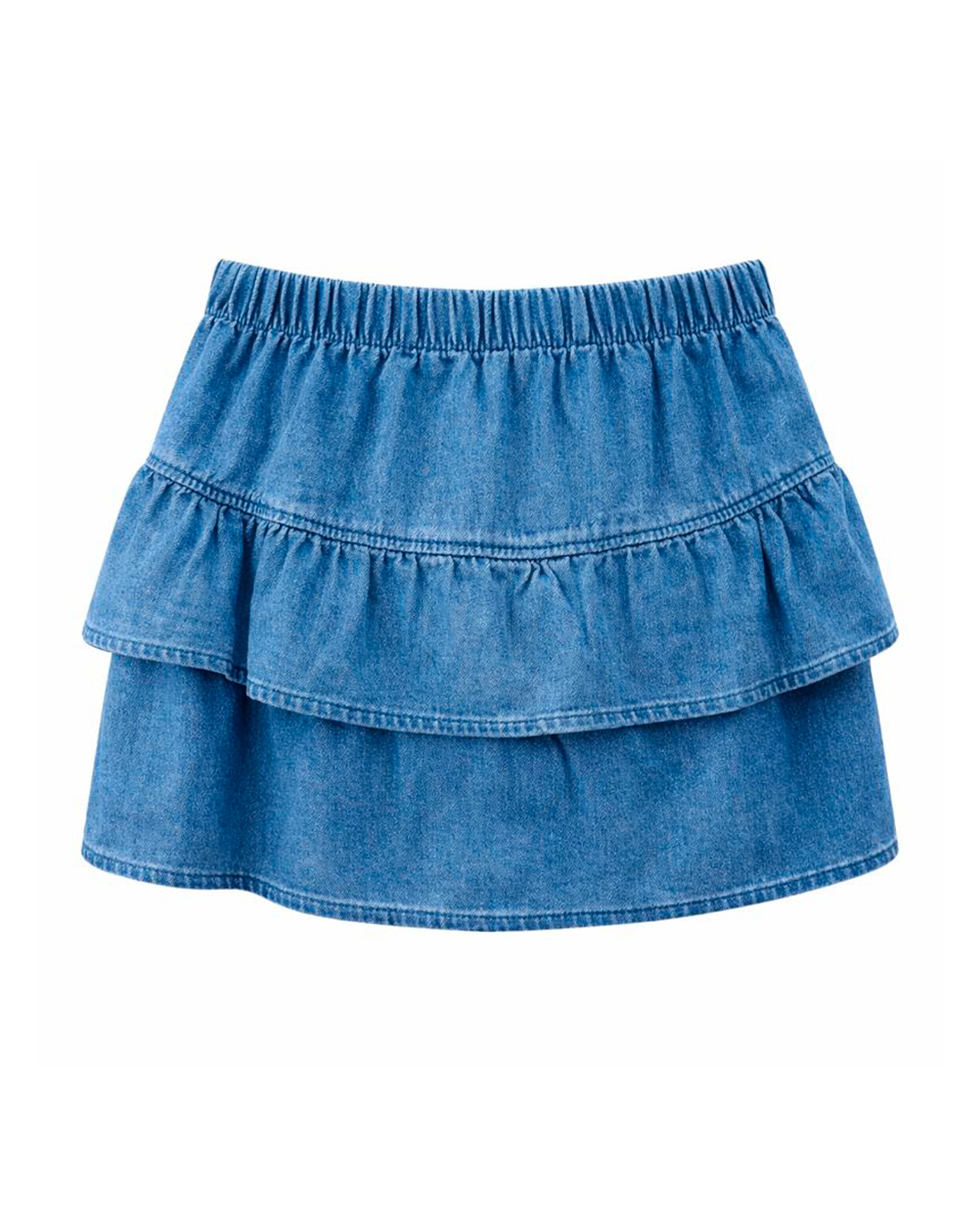 Falda Denim Azul con Volantes en Capas