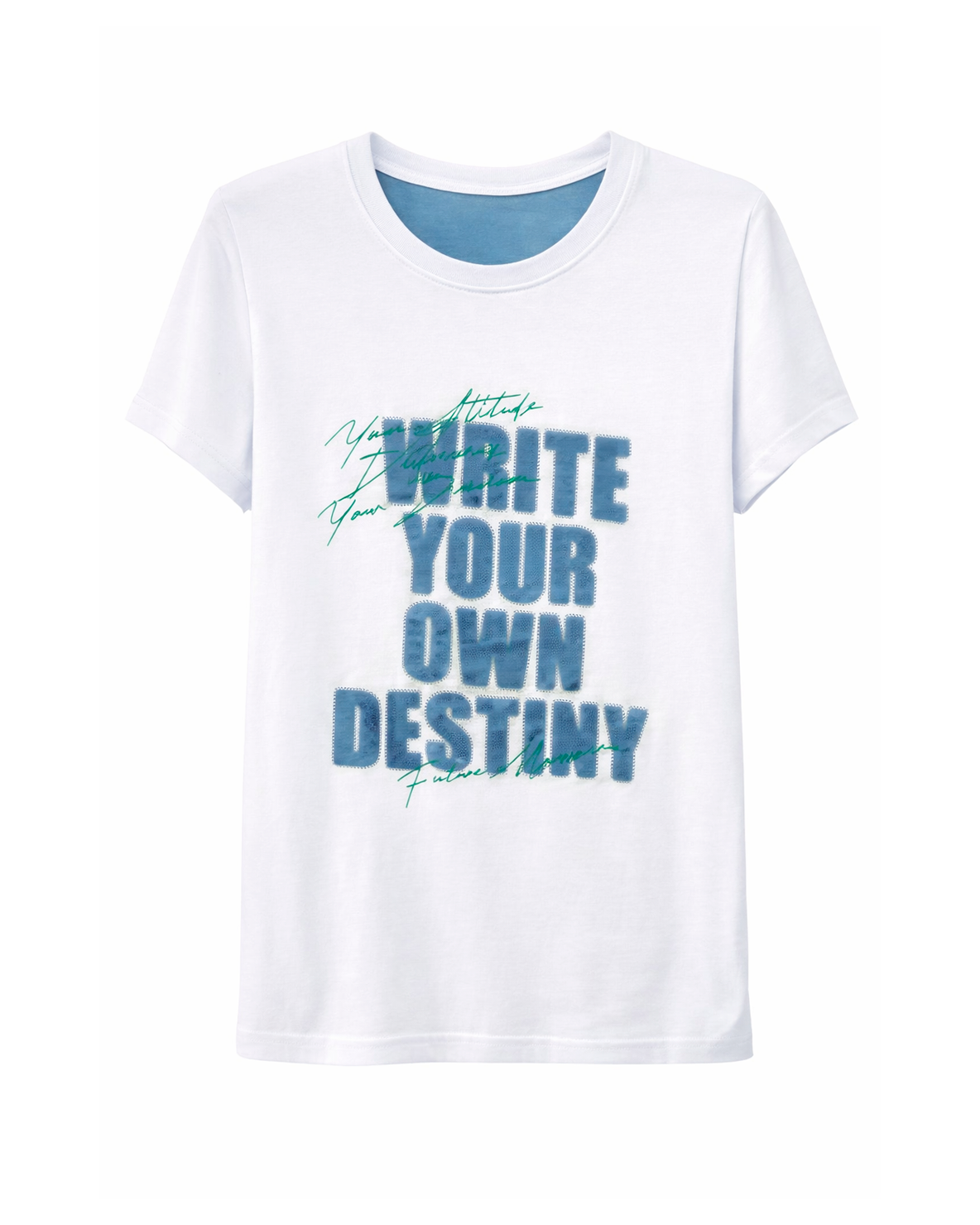 Camiseta Infantil Blanca y Azul “Write Your Own Destiny”