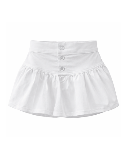 Falda Blanca con Cintura Alta y Botones Frontales