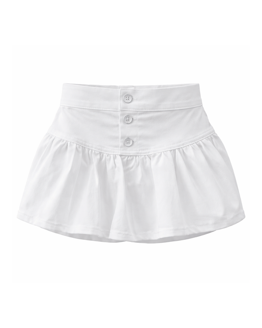 Falda Blanca con Cintura Alta y Botones Frontales