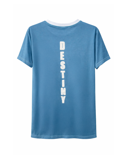 Camiseta Infantil Blanca y Azul “Write Your Own Destiny”