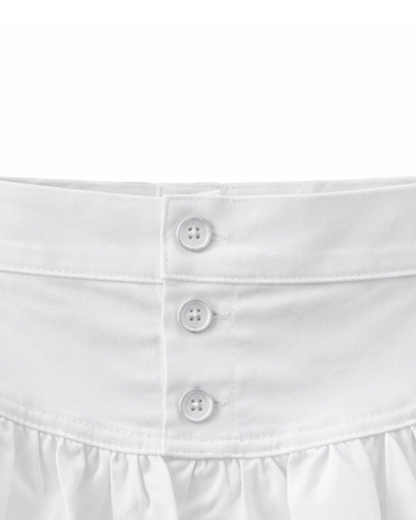 Falda Blanca con Cintura Alta y Botones Frontales