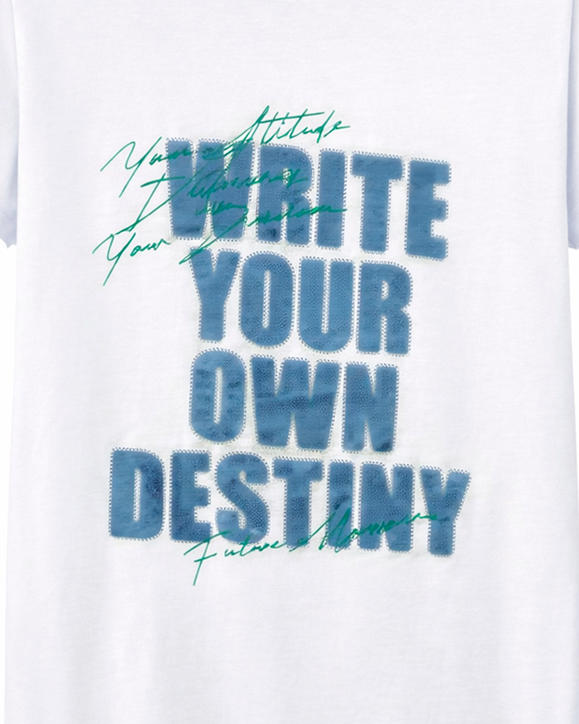 Camiseta Infantil Blanca y Azul “Write Your Own Destiny”