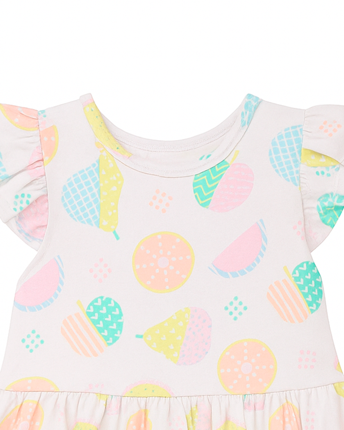Vestido Básico Infantil Blanco con Estampado Frutal Pastel