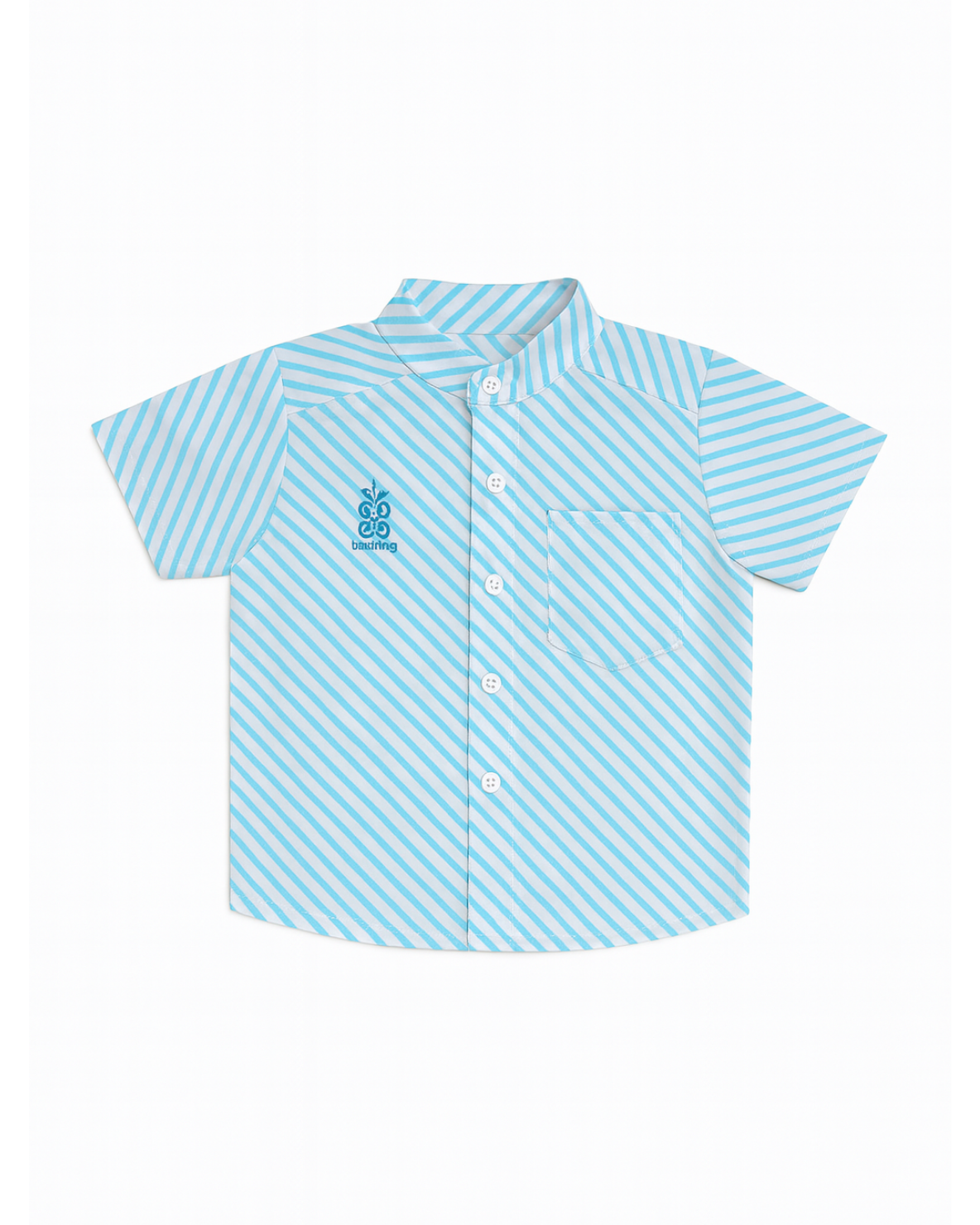 Camisa azul cielo con rayas diagonales