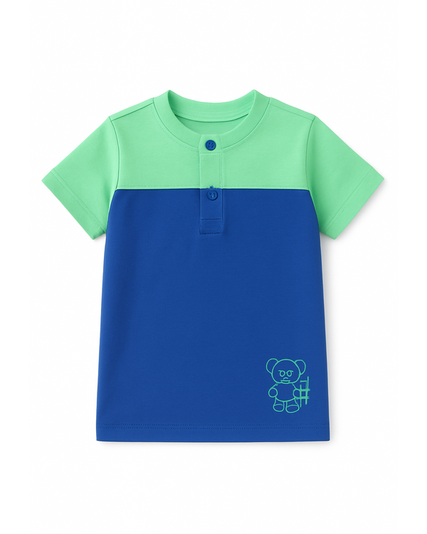 Camiseta bicolor azul y verde