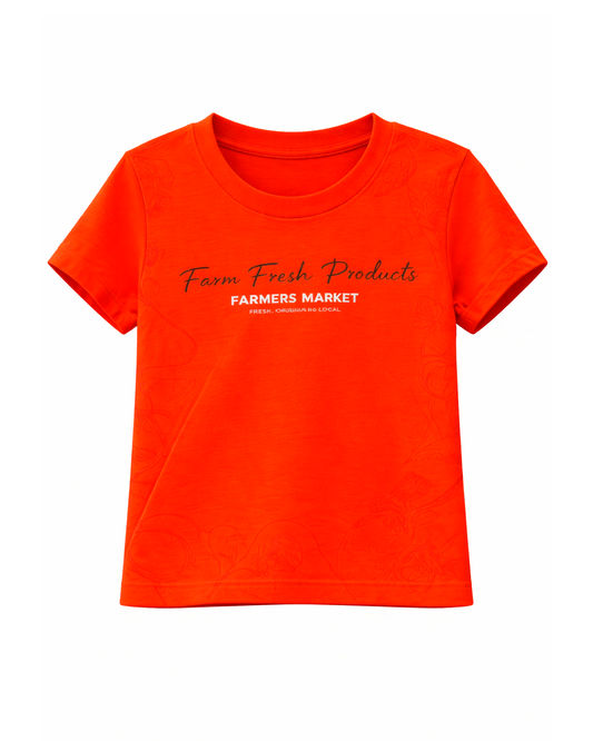Camiseta Infantil Naranja con Frase Farm Fresh
