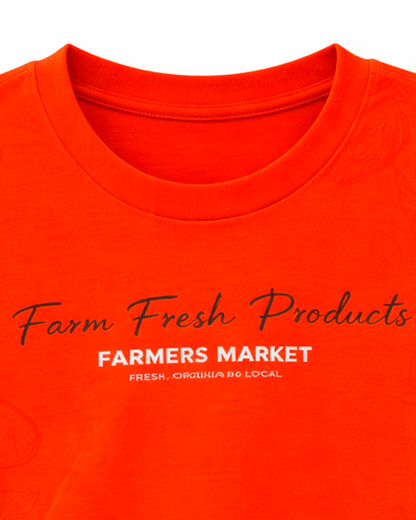 Camiseta Infantil Naranja con Frase Farm Fresh
