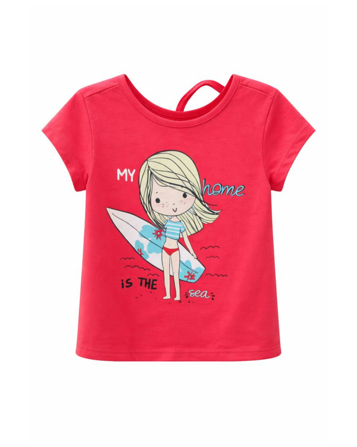 Camiseta Infantil Roja Surf Girl