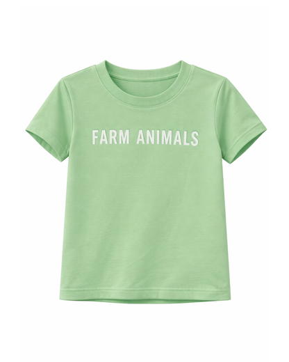 Camiseta Infantil Verde Menta con Estampado Farm Animals