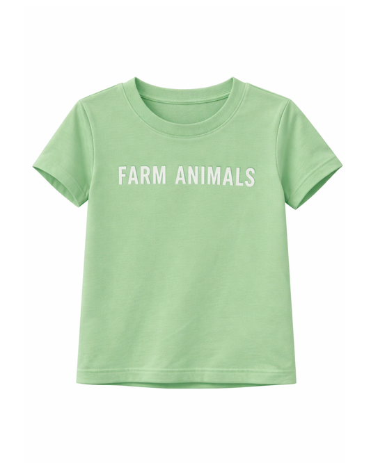 Camiseta Infantil Verde Menta con Estampado Farm Animals