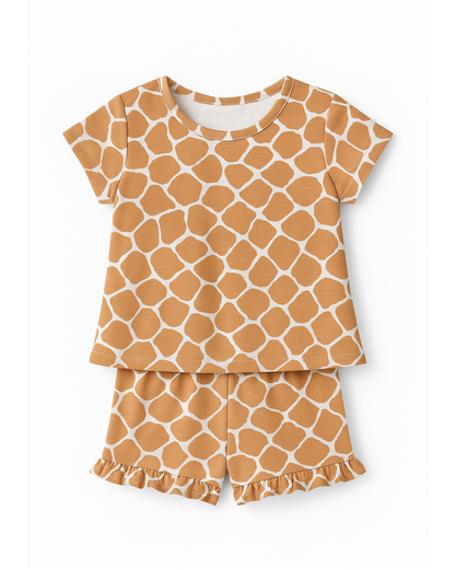 Set estampado jirafa café con boleros