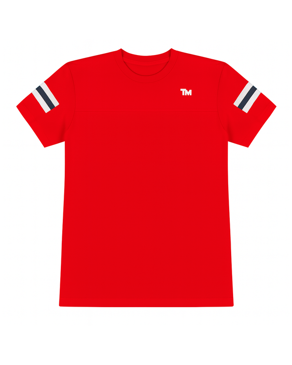 Camiseta Roja con Franjas en las Mangas