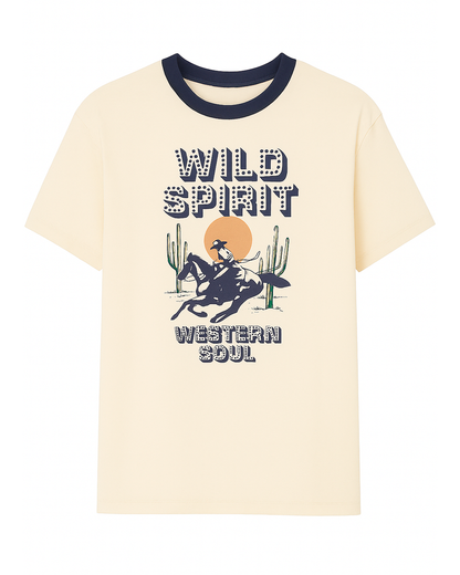 Camiseta Infantil Beige con Estampado “Wild Spirit”