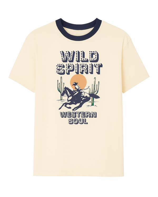 Camiseta Infantil Beige con Estampado “Wild Spirit”